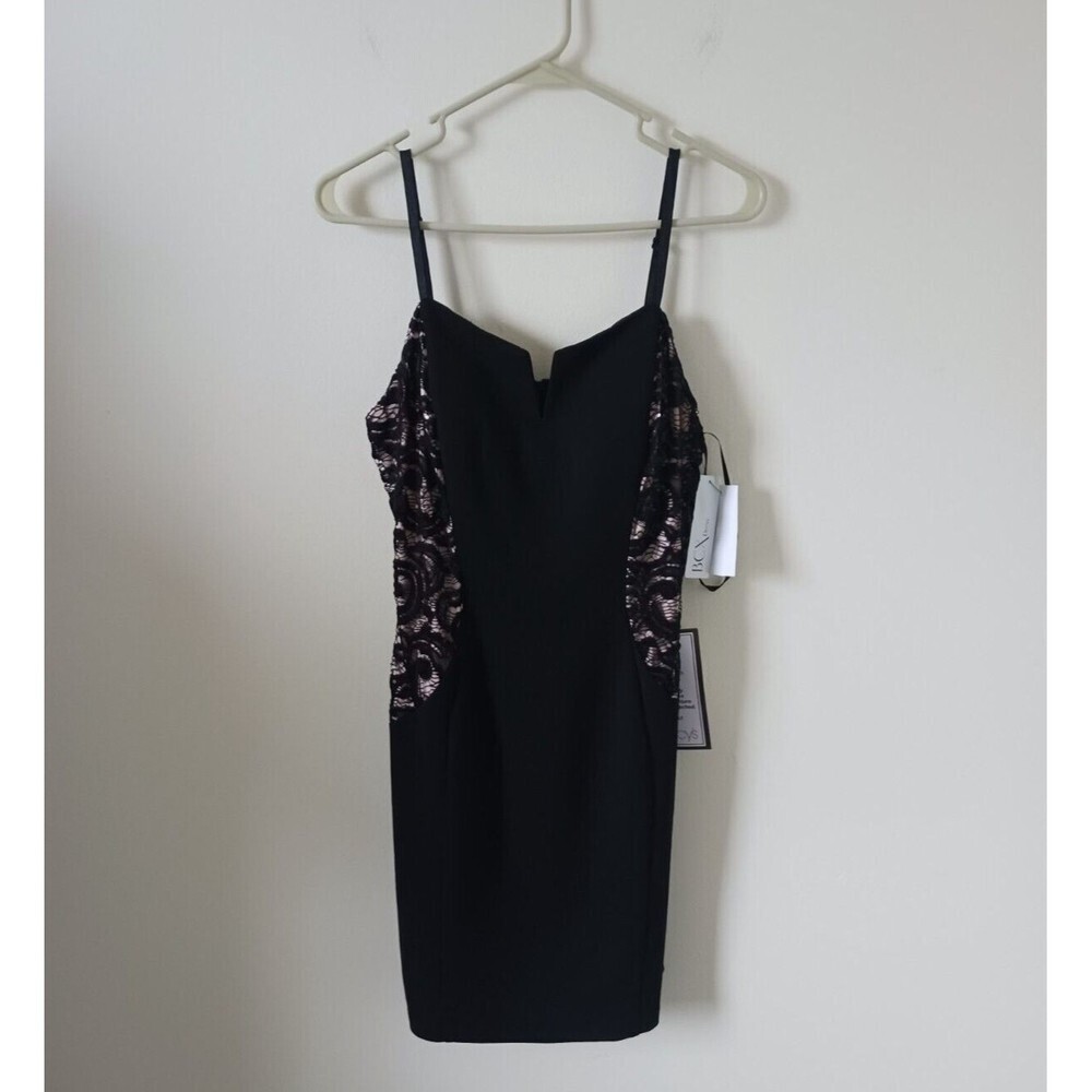 BCX Black Mini Dress with Rose Gold Sequin Side Panels